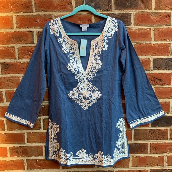 Debbie Katz South Beach Other - Debbie Katz South a beach coverup blue & white XS